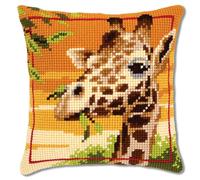 Vervaco Punto De Cruz Kit Cojin Decorativo Jirafa Manualidades Adultos Decoracion Bordar Kit Principiantes Completo DIY Bordado Creativo Regalo ca. 40x40 cm Cross Stitch Embroidery