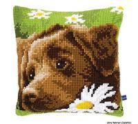 VERVACO Punto De Cruz Kit Cojin Decorativo Labrador MARRÓN Manualidades Adultos Decoracion Bordar Kit Principiantes Completo DIY Bordado Creativo Regalo ca. 40x40 cm Cross Stitch Embroidery