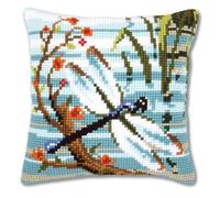 VERVACO Punto De Cruz Kit Cojin Decorativo LIBÉLULA Manualidades Adultos Decoracion Bordar Kit Principiantes Completo DIY Bordado Creativo Regalo ca. 40x40 cm Cross Stitch Embroidery