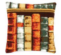 VERVACO Punto De Cruz Cojin Decorativo Libros Manualidades Adultos Decoracion Bordar Kit Principiantes Completo DIY Bordado Creativo Regalo, Algodón, Multicolor, ca. 40 x 40 cm