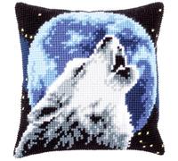Vervaco Punto De Cruz Kit Cojin Decorativo LOBO Manualidades Adultos Decoracion Bordar Kit Principiantes Completo DIY Bordado Creativo Regalo ca. 40x40 cm Cross Stitch Embroidery