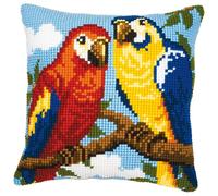 VERVACO Punto De Cruz Kit Cojin Decorativo Loros Manualidades Adultos Decoracion Bordar Kit Principiantes Completo DIY Bordado Creativo Regalo ca. 40x40 cm Cross Stitch Embroidery