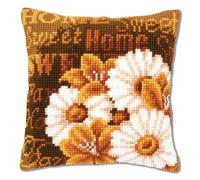 Vervaco Punto De Cruz Kit Cojin Decorativo Margaritas Modernas Manualidades Adultos Decoracion Bordar Kit Principiantes Completo DIY Bordado Creativo Regalo ca. 40x40 cm Cross Stitch Embroidery