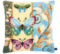 VERVACO Punto De Cruz Kit Cojin Decorativo Mariposas Decorativas Manualidades Adultos Decoracion Bordar Kit Principiantes Completo DIY Bordado Creativo Regalo ca. 40x40 cm Cross Stitch Embroidery