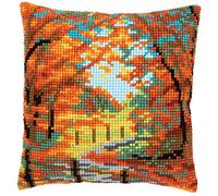 Vervaco Punto De Cruz Kit Cojin Decorativo PAISAJE DE OTOÑO Manualidades Adultos Decoracion Bordar Kit Principiantes Completo DIY Bordado Creativo Regalo ca. 40x40 cm Cross Stitch Embroidery