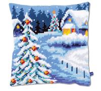 Vervaco Punto De Cruz Kit Cojin Decorativo Paisaje Invernal Manualidades Adultos Decoracion Bordar Kit Principiantes Completo DIY Bordado Creativo Regalo ca. 40x40 cm Cross Stitch Embroidery