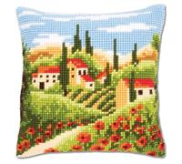 Vervaco Punto De Cruz Kit Cojin Decorativo Paisaje Toscano Manualidades Adultos Decoracion Bordar Kit Principiantes Completo DIY Bordado Creativo Regalo ca. 40x40 cm Cross Stitch Embroidery