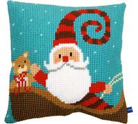 Vervaco Punto De Cruz Kit Cojin Decorativo PAPÁ Noel EN Trineo Manualidades Adultos Decoracion Bordar Kit Principiantes Completo DIY Bordado Creativo Regalo ca. 40x40 cm Cross Stitch Embroidery