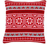 Vervaco Punto De Cruz Kit Cojin Decorativo PATRÓN DE CRISTAL DE NAVIDAD Manualidades Adultos Decoracion Bordar Kit Principiantes Completo DIY Bordado Creativo Regalo ca. 40x40 cm Cross Stitch