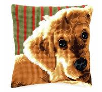 Vervaco Punto De Cruz Kit Cojin Decorativo Perro Manualidades Adultos Decoracion Bordar Kit Principiantes Completo DIY Bordado Creativo Regalo ca. 40x40 cm Cross Stitch Embroidery
