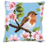 VERVACO Punto De Cruz Kit Cojin Decorativo PETIRROJO Manualidades Adultos Decoracion Bordar Kit Principiantes Completo DIY Bordado Creativo Regalo ca. 40x40 cm Cross Stitch Embroidery