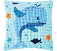 Vervaco Punto De Cruz Kit Cojin Decorativo PLACER DE BALLENAS Manualidades Adultos Decoracion Bordar Kit Principiantes Completo DIY Bordado Creativo Regalo ca. 40x40 cm Cross Stitch Embroidery