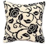 VERVACO Punto De Cruz Kit Cojin Decorativo Rosas MISTERIOSAS Manualidades Adultos Decoracion Bordar Kit Principiantes Completo DIY Bordado Creativo Regalo ca. 40x40 cm Cross Stitch Embroidery