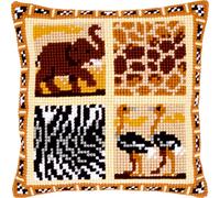 Vervaco Punto De Cruz Kit Cojin Decorativo Safari 2 Manualidades Adultos Decoracion Bordar Kit Principiantes Completo DIY Bordado Creativo Regalo ca. 40x40 cm Cross Stitch Embroidery