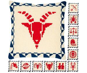 Vervaco Punto De Cruz Kit Cojin Decorativo SIGNOS DE ASTROLOGÍA Manualidades Adultos Decoracion Bordar Kit Principiantes Completo DIY Bordado Creativo Regalo ca. 40x40 cm Cross Stitch Embroidery
