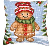 VERVACO Punto De Cruz Kit Cojin Decorativo SONRISA DE JENGIBRE Manualidades Adultos Decoracion Bordar Kit Principiantes Completo DIY Bordado Creativo Regalo ca. 40 x 40 cmCross Stitch Embroidery