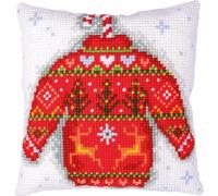 Vervaco Punto De Cruz Kit Cojin Decorativo SUÉTER DE NAVIDAD Manualidades Adultos Decoracion Bordar Kit Principiantes Completo DIY Bordado Creativo Regalo ca. 40x40 cm Cross Stitch Embroidery