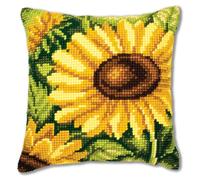 Vervaco Punto De Cruz Kit Cojin Decorativo UN Girasol Manualidades Adultos Decoracion Bordar Kit Principiantes Completo DIY Bordado Creativo Regalo ca. 40x40 cm Cross Stitch Embroidery
