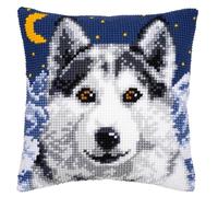 VERVACO Punto De Cruz Kit Cojin Decorativo UN LOBO Manualidades Adultos Decoracion Bordar Kit Principiantes Completo DIY Bordado Creativo Regalo ca. 40x40 cm Cross Stitch Embroidery
