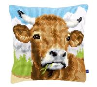 VERVACO Punto De Cruz Kit Cojin Decorativo Vaca Manualidades Adultos Decoracion Bordar Kit Principiantes Completo DIY Bordado ca. 40x40 cm Cross Stitch Embroidery