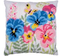 Vervaco Punto De Cruz Kit Cojin Decorativo VIOLETAS Manualidades Adultos Decoracion Bordar Kit Principiantes Completo DIY Bordado Creativo Regalo ca. 40 x 40 cm Cross Stitch Embroidery