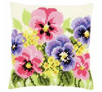 Vervaco Punto De Cruz Kit Cojin Decorativo VIOLETAS Manualidades Adultos Decoracion Bordar Kit Principiantes Completo DIY Bordado Creativo Regalo ca. 40x40 cm Cross Stitch Embroidery