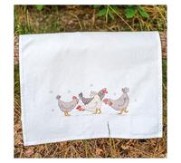 VERVACO Punto De Cruz Kit Completo Bordado Tela Impresa Paño De Cocina Para BordarGALLINAS Decoracion Para Manualidades Toallas DIY Adultos Set Regalo ca. 46 x 71 cm Cross Stitch Embroidery