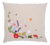 VERVACO Set De Bordado Kit Bordado Cojin Decorativo FLORES COLORIDAS Funda De Cojín Con Cremallera Manualidades Adultos Decoracion Bordar Kit Completo DIY Creativo Regalo ca. 40 x 40 cmEmbroidery