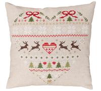 VERVACO Set De Bordado Kit Punto De Cruz Cojin Navidad CORAZÓN FESTIVO Funda De Cojín Estampada Con Cremallera ca. 40 x 40 cmManualidades Adultos Decoracion Bordar Kit Completo DIY Creativo Regalo