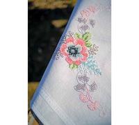 VERVACO Mantel Para Bordar Punto De Cruz Completo Bordado Tela Impresa FLORES EN TONOS PASTEL Decoracion Para Manualidades DIY Adultos Set Ocio Creativo Regalo ca. 80 x 80 cm Cross Stitch Embroidery