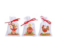 VERVACO Vevaco Kits De Punto De Cruz Contado Bolsas Aromáticas DIY Creativo Set ANIMALES DE PASCUA JUEGO DE 3 Manualidades Bordar Kit Principiantes Decoration Hogar Regalo ca. 8 x 12 cm Cross Stitch
