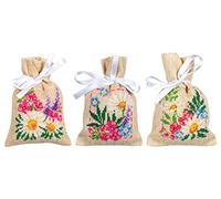 VERVACO Vevaco Kits De Punto De Cruz Contado Bolsas Aromáticas DIY Creativo Set FLORES DE PRIMAVERA JUEGO DE 3 Manualidades Bordar Kit Principiantes Decoration Hogar Regalo ca. 8 x 12 cm Cross Stitch