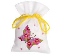 VERVACO Vevaco Kits De Punto De Cruz Contado Bolsas Aromáticas DIY Creativo Set Mariposa Rosa Manualidades Bordar Kit Principiantes Decoration Hogar Regalo ca. 8 x 12 cm Cross Stitch Embroidery