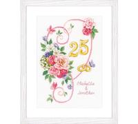 VERVACO Vevaco Kits De Punto De Cruz Contado Cuadros Decoracion DIY Creativo Kit ANIVERSARIO DE BODA Manualidades Arte De Pared Bordar Kit Principiantes Regalo ca. 23 x 32 cm Cross Stitch Embroidery
