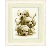 VERVACO Vevaco Kits De Punto De Cruz Contado Cuadros Decoracion DIY Creativo Kit Cachorros Labrador Manualidades Arte De Pared Bordar Kit Principiantes Regalo ca. 19 x 24 cm Cross Stitch Embroidery