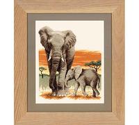 VERVACO Vevaco Kits De Punto De Cruz Contado Cuadros Decoracion DIY Creativo Kit Elefantes EN Camino Manualidades Arte De Pared Bordar Kit Principiantes Regalo ca. 26 x 30 cm Cross Stitch Embroidery
