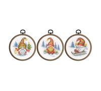 VERVACO Vevaco Kits De Punto De Cruz Contado Cuadros Decoracion DIY Creativo Kit juego de 3 GNOMOS Manualidades Arte De Pared Bordar Kit Principiantes Regalo ca. 10 x 10 cm Cross Stitch Embroidery