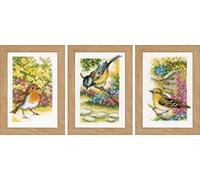 VERVACO Vevaco Kits De Punto De Cruz Contado Cuadros Decoracion DIY Creativo Kit Juego de 3 PÁJAROS Manualidades Arte De Pared Bordar Kit Principiantes Regalo ca. 8 x 12 cm Cross Stitch Embroidery