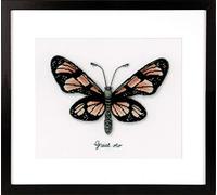 VERVACO Vevaco Kits De Punto De Cruz Contado Cuadros Decoracion DIY Creativo Kit Mariposa Naranja LMV Manualidades Arte De Pared Bordar Kit Principiantes Regalo ca. 27 x 22 cm Cross Stitch Embroidery