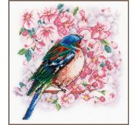 VERVACO Vevaco Kits De Punto De Cruz Contado Cuadros Decoracion DIY Creativo Kit PÁJARO SOBRE FLORES Manualidades Arte De Pared Bordar Kit Principiantes Regalo ca. 25 x 25 cm Cross Stitch Embroidery