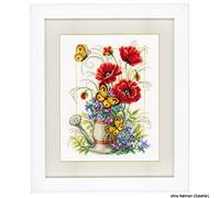 Vervaco Vevaco Kits De Punto De Cruz Contado Cuadros Decoracion DIY Creativo Kit REGADERA CON FLORES Manualidades Arte De Pared Bordar Kit Principiantes Regalo ca. 19 x 25 cm Cross Stitch Embroidery