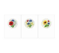 VERVACO Vevaco Kits De Punto De Cruz Contado Tarjeta De Felicitación DIY Creativo Kit juego de 3 FLORES DEL CAMPOManualidades Bordar Kit Principiantes Regalo ca. 10,5 x 15 cm Cross Stitch Embroidery