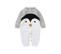 Verve Jelly Baby Romper Infant Boys Girls Cute Jumpsuit Otoño Invierno Body de punto Estampado de pingüinos Traje cálido de manga larga para bebé recién nacido Gris 70 3-6 meses