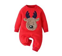 Verve Jelly Bebé recién nacido bebé Navidad mameluco niño niña reno estampado rojo mono de una pieza mono de manga larga rojo 62 0-3 meses
