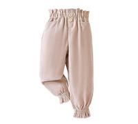 Verve Jelly Joggers de Pana para niños pequeños con Volantes en la Cintura elástica Joggers de Invierno para bebés Leggings de Color sólido Pantalones con Bolsillos Beige 90 2-3 años