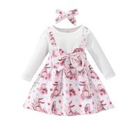 Verve Jelly Traje de Pascua para niña pequeña vestido de conejito de manga larga de tul lindo vestido de conejo traje de fiesta de princesa con diadema rosa manga larga 18-24 meses
