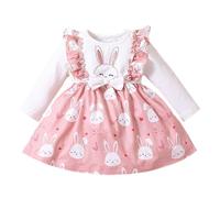 Verve Jelly Vestidos para niñas Vestido de princesa con tutú de conejito de manga larga Conjuntos de otoño e invierno para bebés Ropa para niñas pequeñas Rosa de 6 a 9 meses