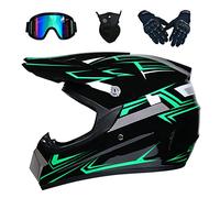 VERVELINK Casco Integral Motocross MTB Off Road Quad Bike Downhill Casco Cruzado Motocicleta Cara Completa Bicicleta Enduro Descenso BMX Todoterreno ATV (Gafas Máscara Guantes),3-L