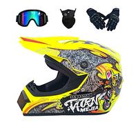 VERVELINK Casco Integral Motocross MTB Off Road Quad Bike Downhill Casco Cruzado Motocicleta Cara Completa Bicicleta Enduro Descenso BMX Todoterreno ATV (Gafas Máscara Guantes),26-M
