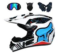 VERVELINK Casco Integral Motocross MTB Quad Bike Downhill Casco Cruzado Motocicleta Cara Completa Bicicleta Enduro Descenso BMX Todoterreno ATV (Gafas Máscara Guantes),22-S